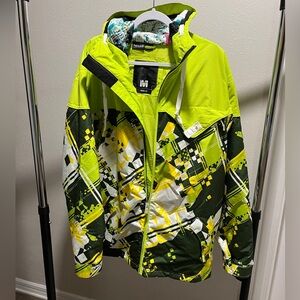 Oakley Jacket Snowboard Ski Green & Yellow Mens Medium Loose Fit w/Hood-Preowned